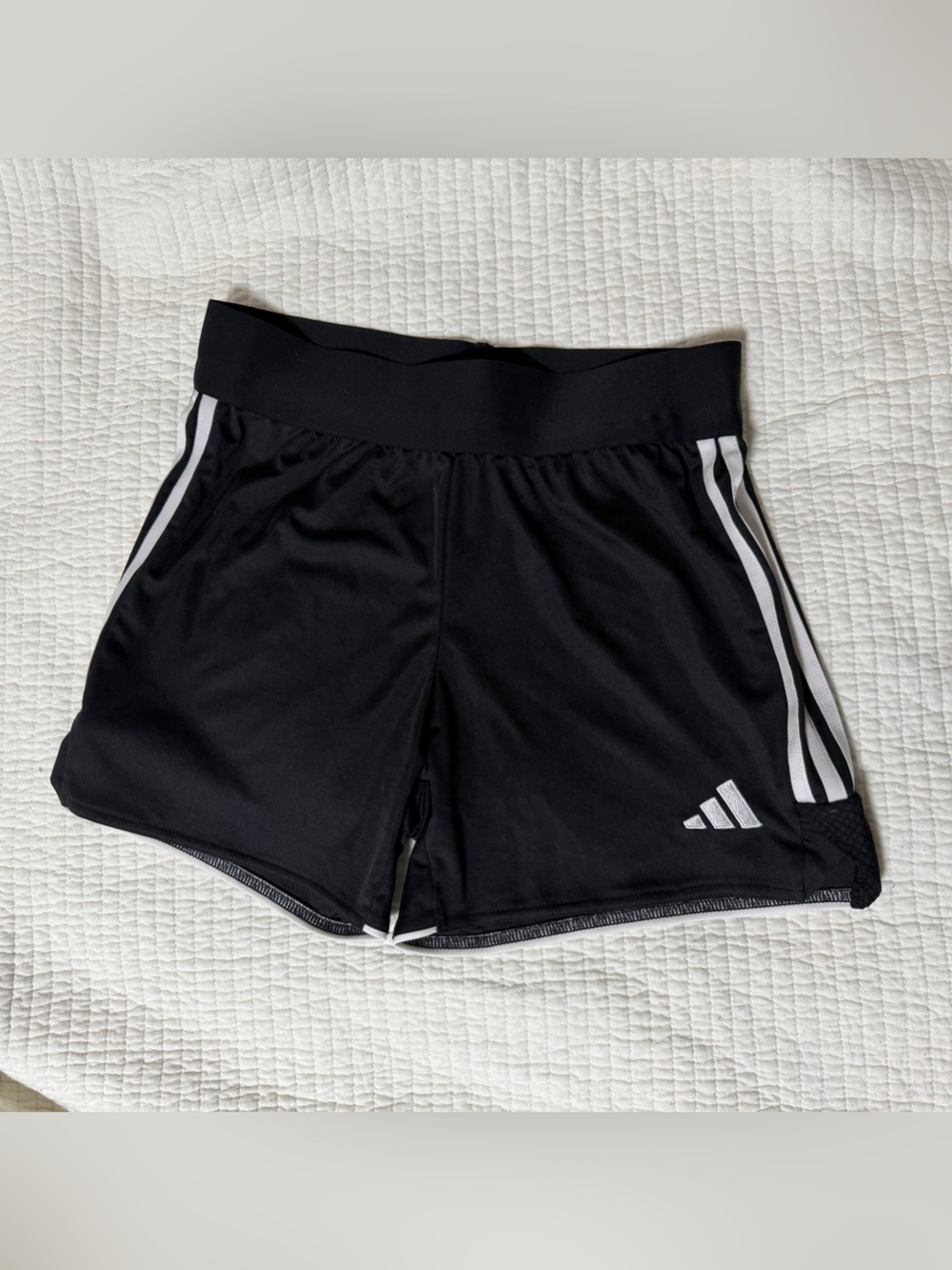 adidas Black Athletic Shorts with White Stripe Accents